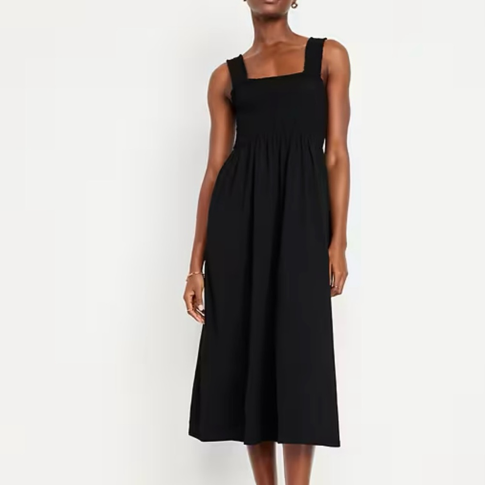 Old Navy Black Shirred Top Maxi Dress